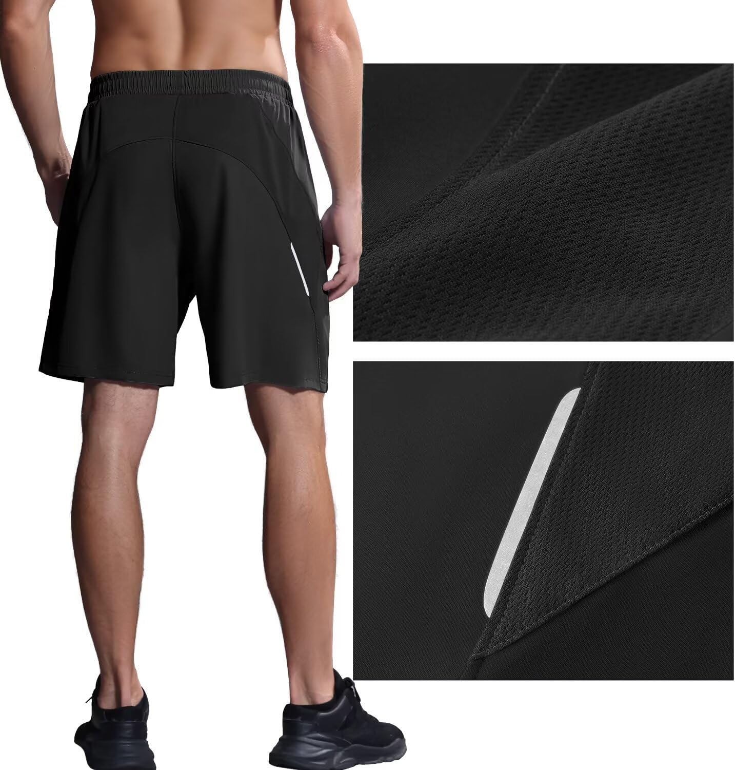 Thumbnail 3 de HMIYA Pantaloncini Running Uomo Leggero con Tasche a Cerniera – Secado Veloce