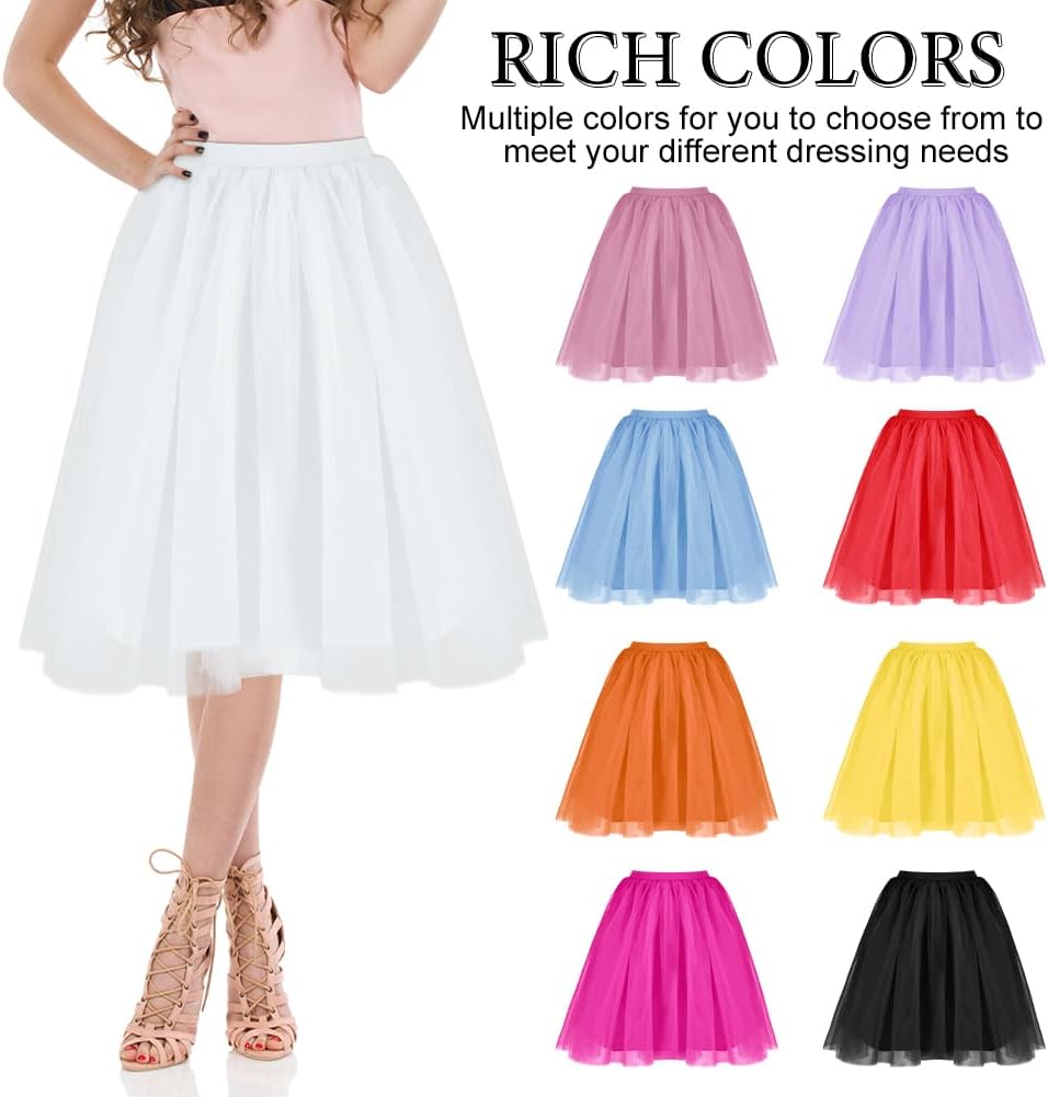 Detalle de AUYAO korte tutu-rok van tule voor dames, elastische tailleband, 100% polyester