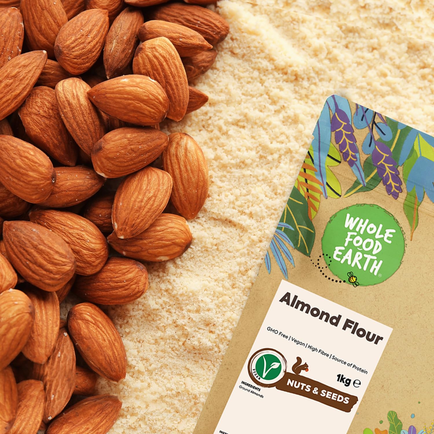 Detalle de Wholefood Earth Mandelmehl 1 kg – GMO-frei, ballaststoffreich und Proteinquelle