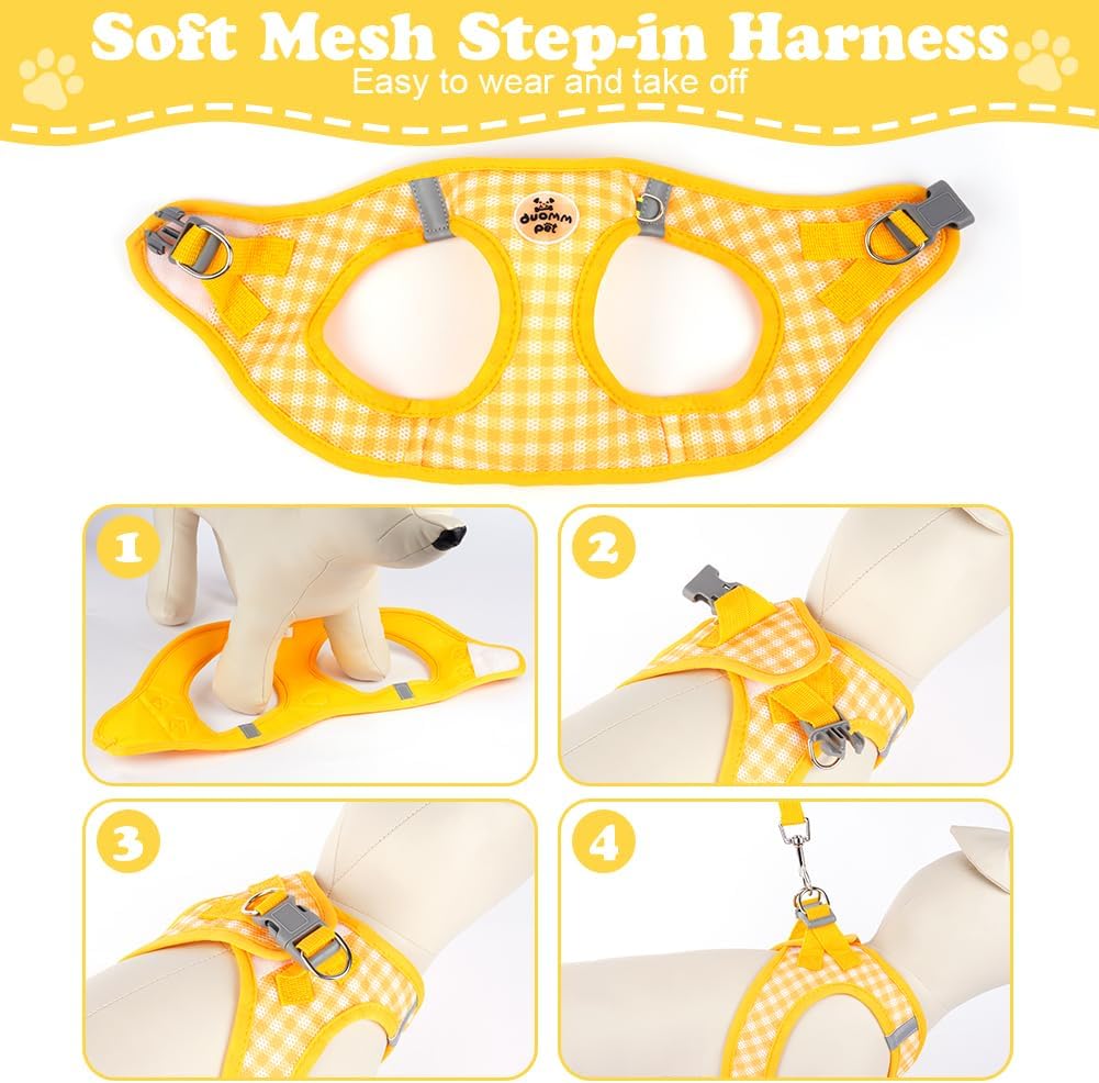 Thumbnail 5 de OFFCUP Dog Harness and Leash Set, Soft Mesh Reflective Breathable Dog Harness, No Pull Adjustable Easy Walk Lightweight Puppy Cat Vest Harnesses for Small Dogs Cats Puppies (Yellow, XS)