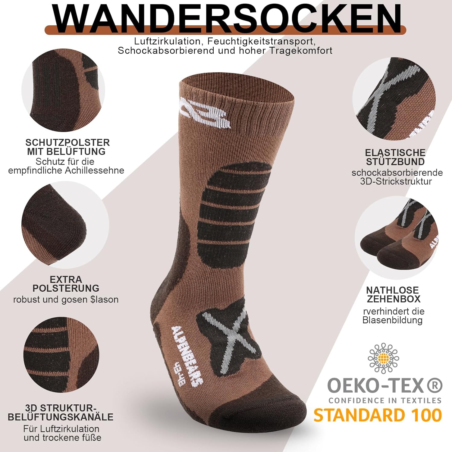 Thumbnail 1 de Alpen Bears Calze Trekking in Lana Merino Premium – Set da 2 paia