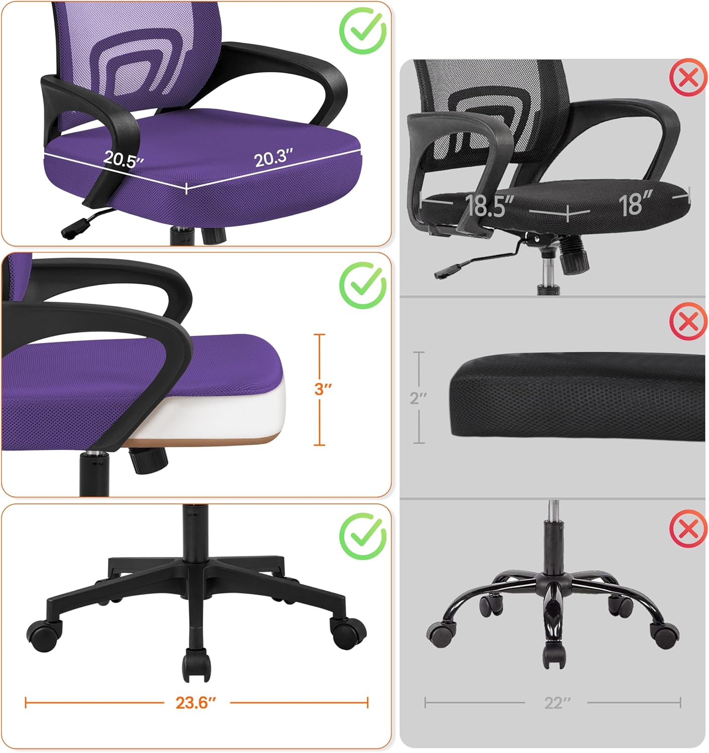 Thumbnail 5 de Yaheetech Mesh Office Chair, Purple