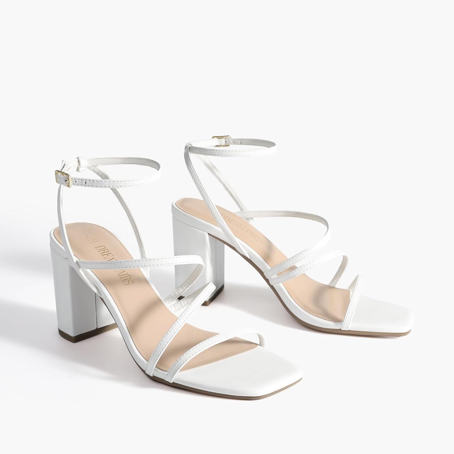 Thumbnail 6 de DREAM PAIRS Women's Heels: Chunky Block Strappy Square Open Toe Ankle Buckle Sandals