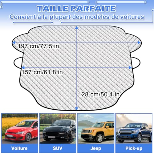 Detalle de Tevlaphee Pare Soleil Voiture Pare Brise Avant – Protection solaire magnétique universelle 197 × 128 cm