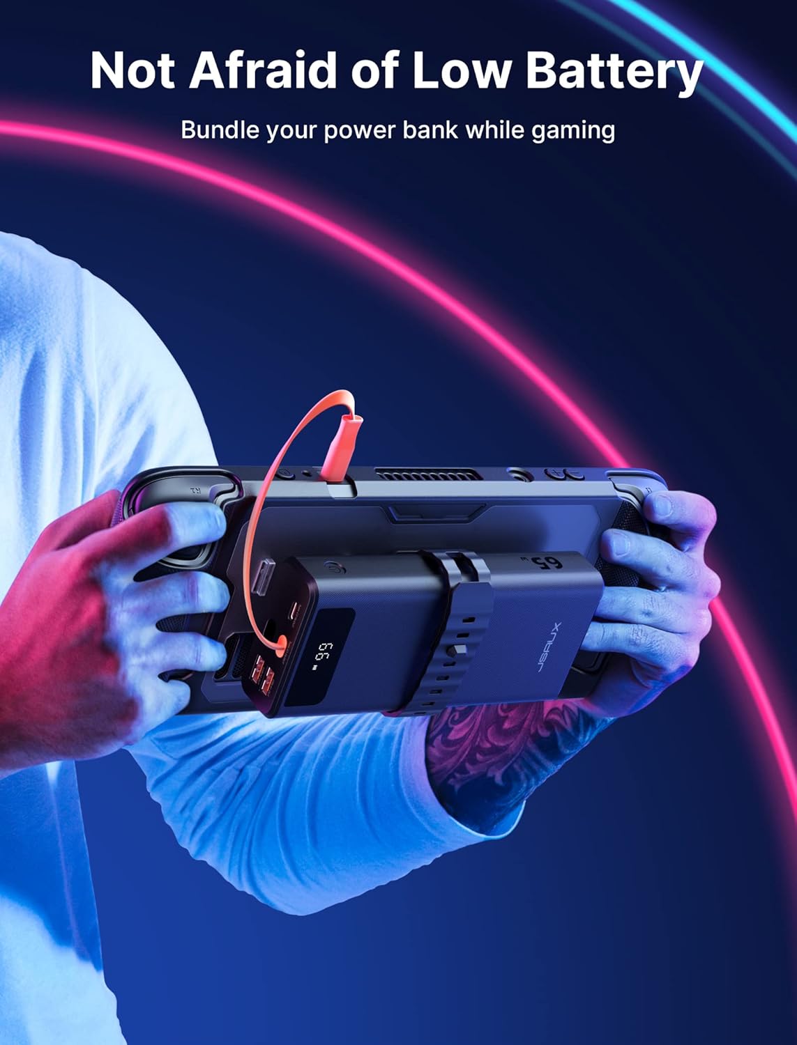 Thumbnail 1 de JSAUX ModCase PC0104 pour Steam Deck / Steam Deck OLED – coque modulaire avec batterie externe 20000 mAh