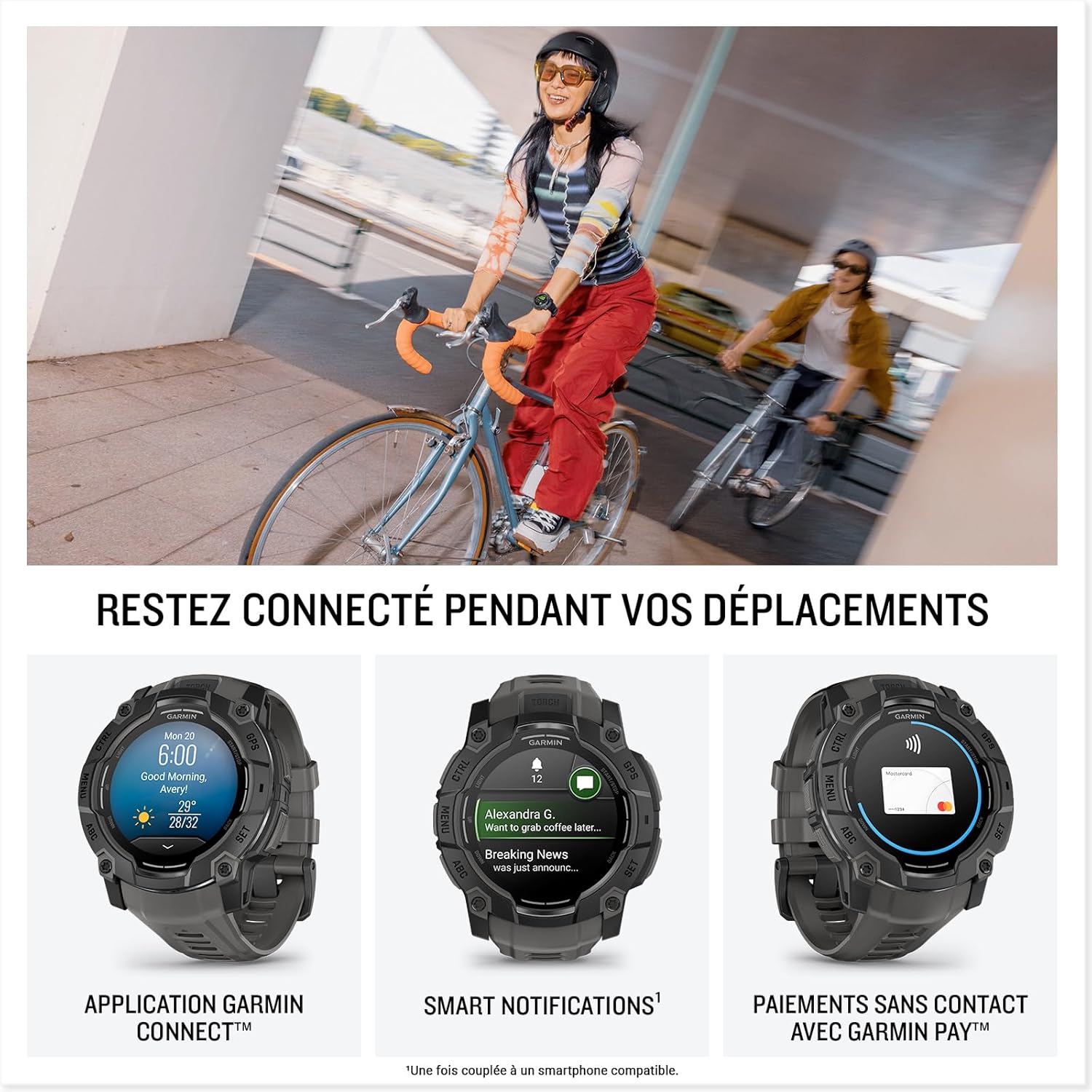 Thumbnail 4 de Garmin Instinct 3 AMOLED 1,3" (GPS multibande) avec bracelet Charcoal – modèle robuste noir