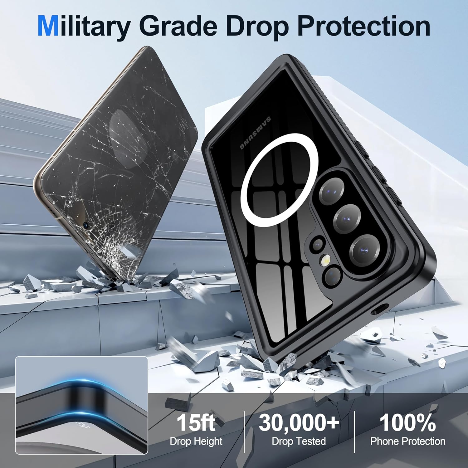 Thumbnail 2 de ANTSHARE waterproof case for Samsung Galaxy S26 Ultra (6.9") with built-in screen & camera protection