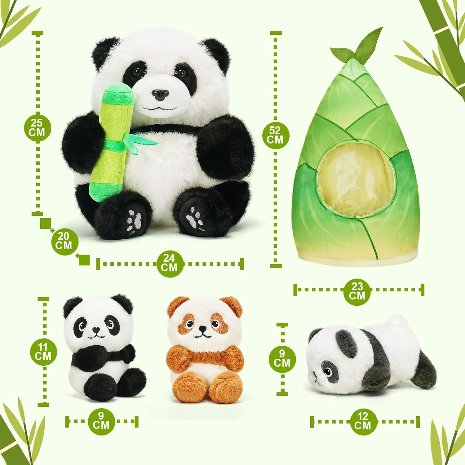 Thumbnail 4 de OUOZZZ 30cm Panda Plush Mama with 3 Baby Pals and Built-in Hideaway Pocket