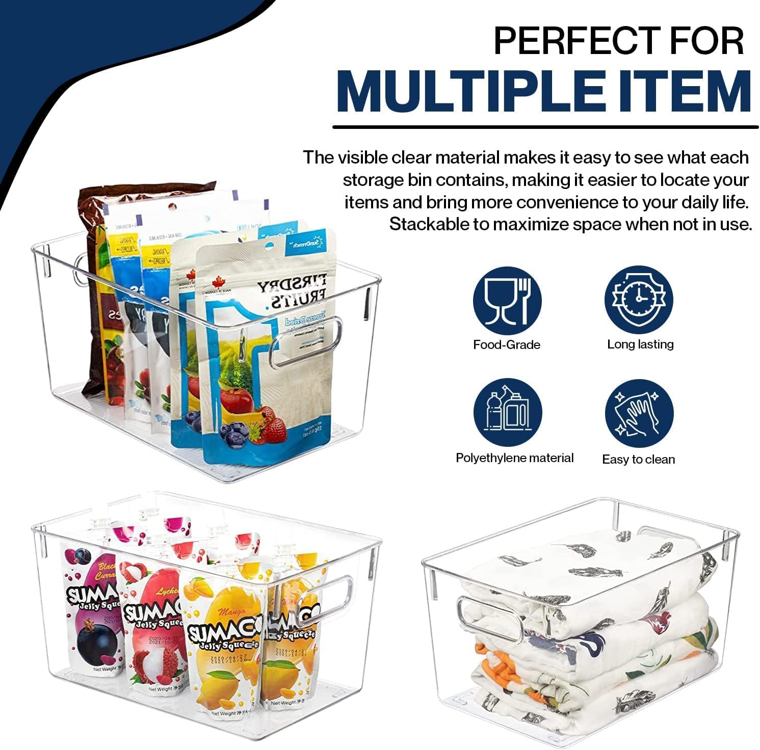 Detalle de CONTROL KITCHEN Clear Plastic Storage Bins with Lids