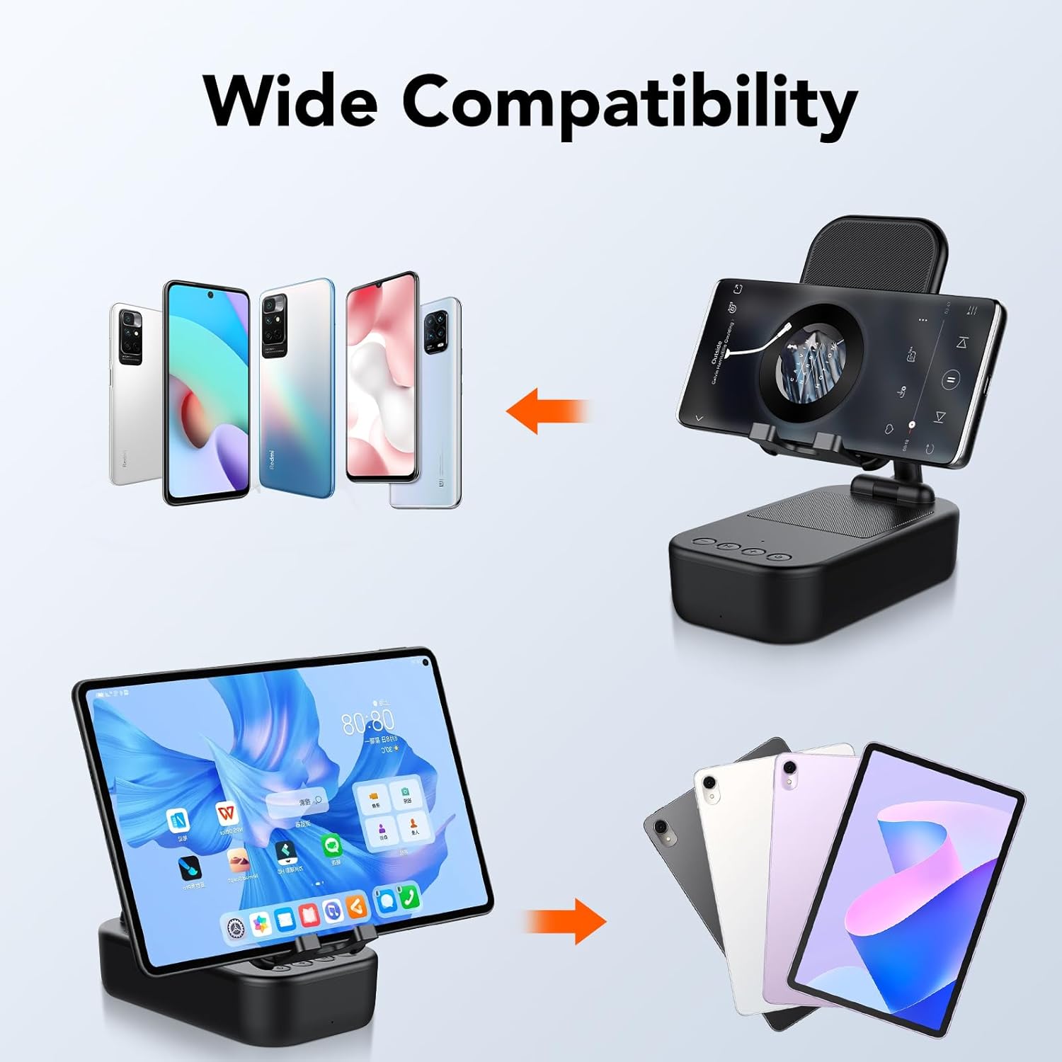 Thumbnail 6 de Bluetooth-Lautsprecher mit Handyständer (IP7) und verstellbarem Metallhalter – tragbare Musikbox in Schwarz