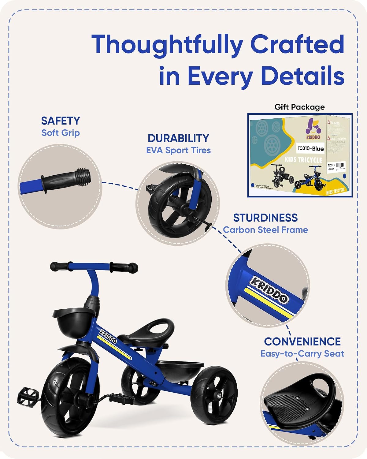 Thumbnail 5 de KRIDDO Kids Tricycle for 2–4 Years