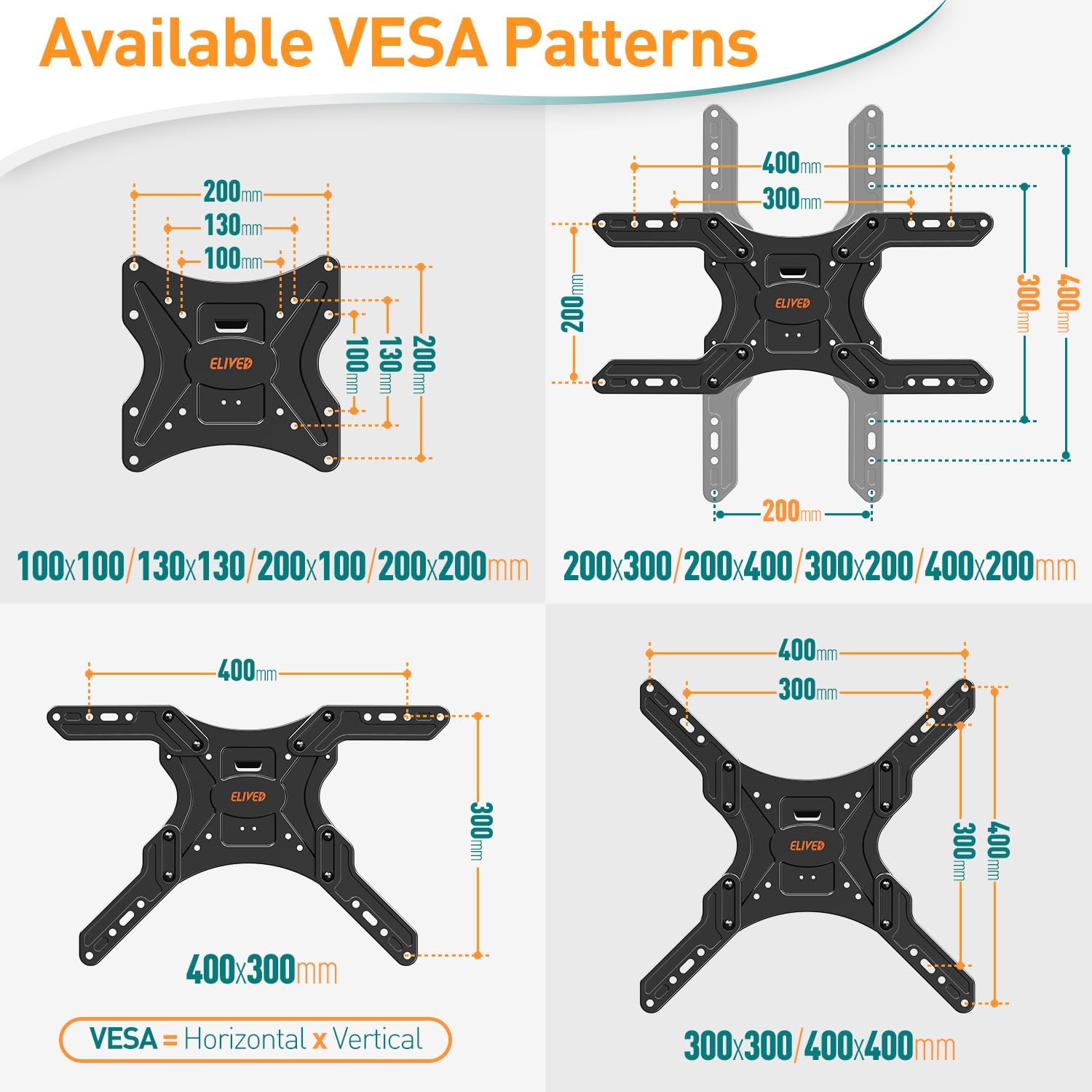 Thumbnail 4 de ELIVED Supporto da parete TV EV3015-UK per TV 24–65" con regolazioni (VESA 100x100–400x400)