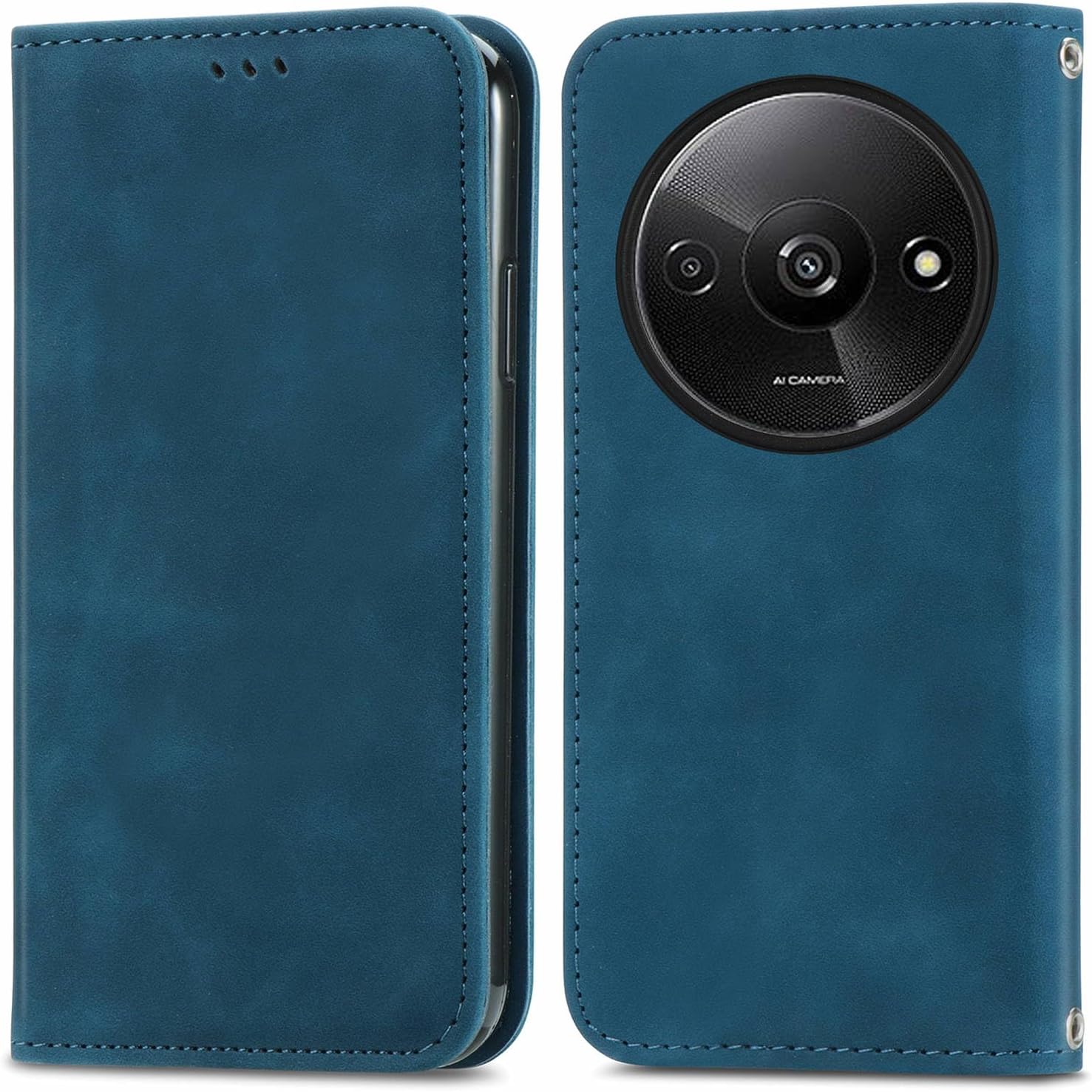 Detalle de Cracedily Handyhülle für Xiaomi Redmi A3 / A3X – Klapp-Flip Case mit Kartenfach, Magnetverschluss und Standfunktion (Blaugrün)