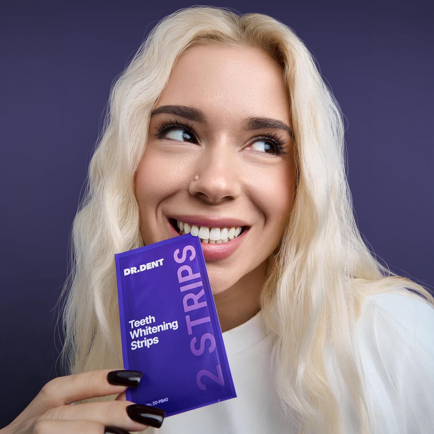 Detalle de DRDENT Purple Strips: No-Peroxide Whitening with PAP for Safe, Everyday Sparkle