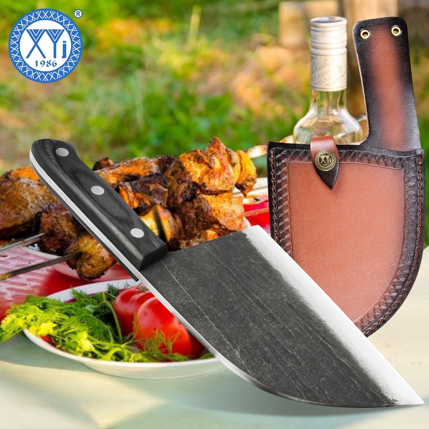 Thumbnail 6 de XYJ Cuchillo de Chef Serbio 6.7" con Funda de Cuero 🍴