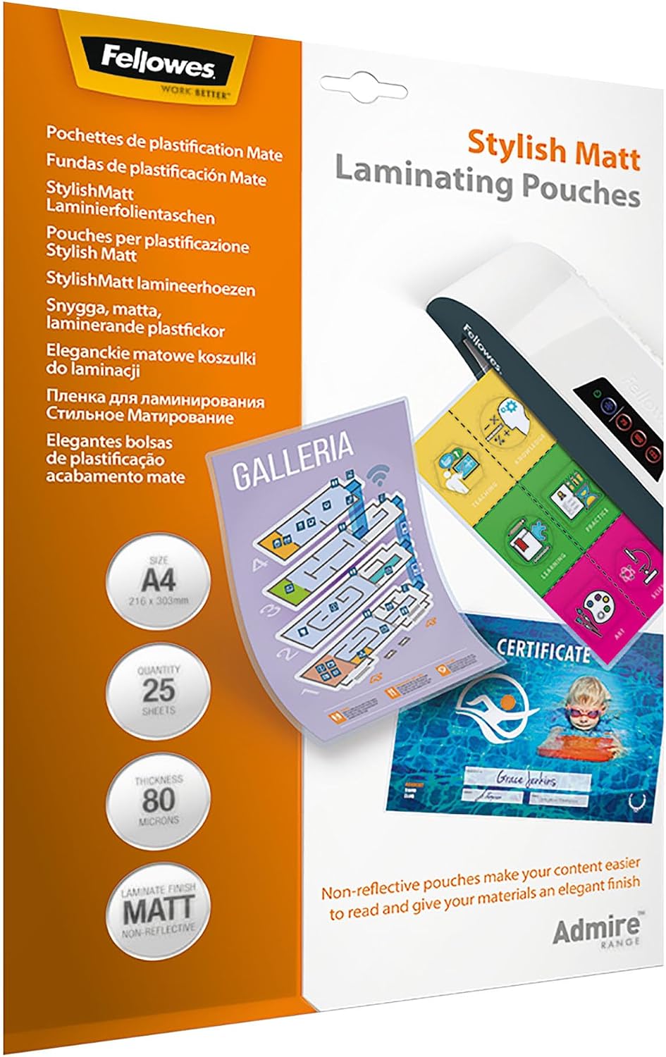Thumbnail 3 de Fellowes 5452103 Pouches Opache Enhance80, formato A4, 80 micron, confezione da 100 pezzi