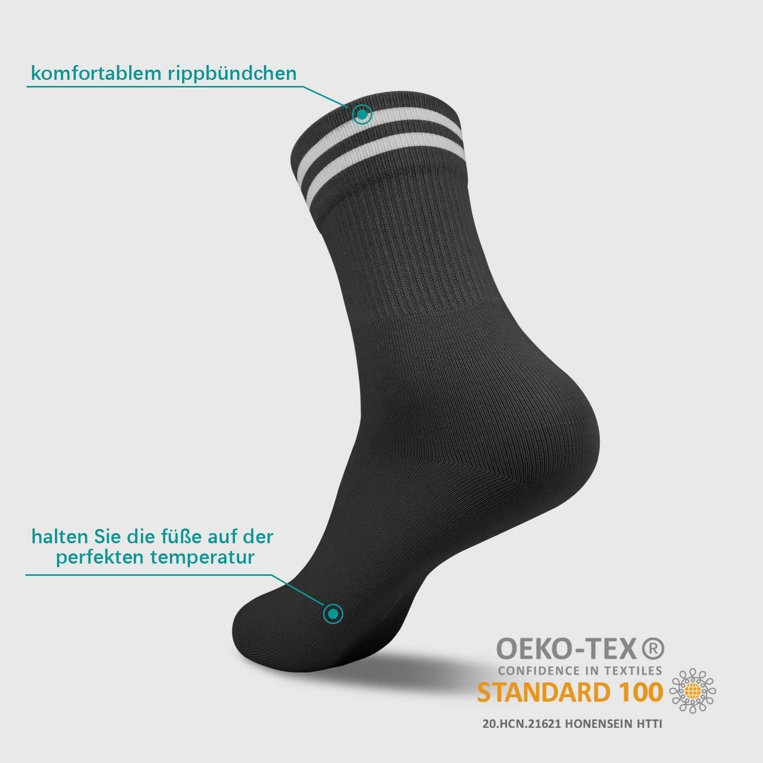 Thumbnail 2 de Smart Sir Socken – Herren & Damen langes Baumwoll-Sportduo, 4/8 Paar, Weiß/Schwarz