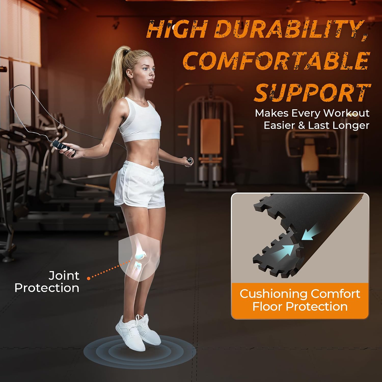Thumbnail 6 de PRAISUN 0.6" Rubber Top Gym Flooring, 48 sq ft ๐