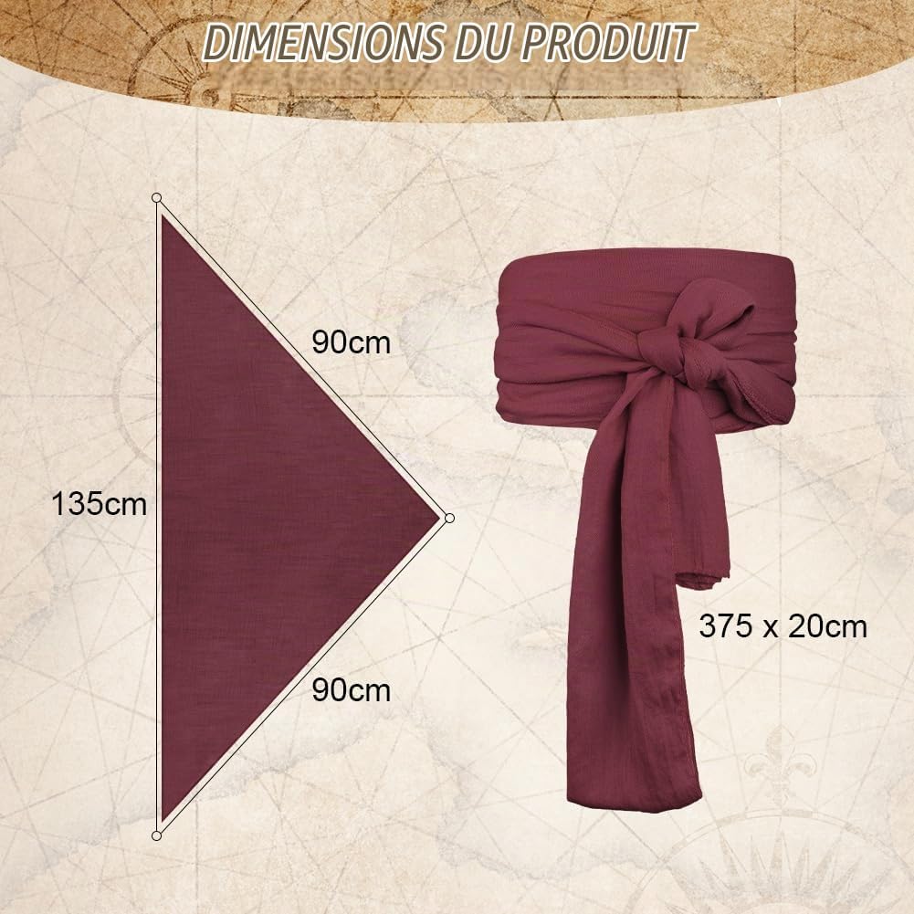 Detalle 2 de Alaoo 4535457 piratenkostuumaccessoireset met verstelbare bandana en riem