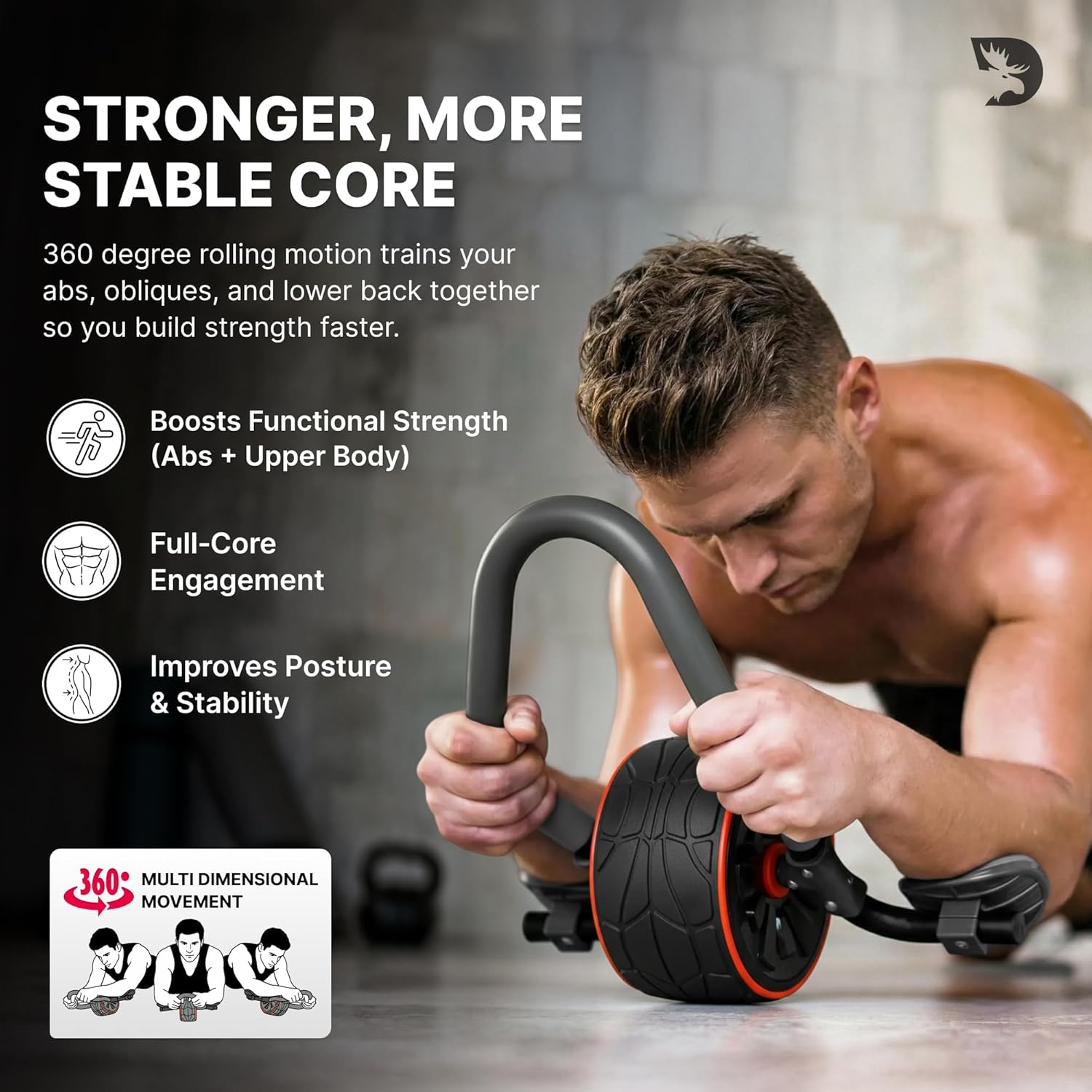 Thumbnail 1 de DMoose Fitness Ab Roller Wheel with Elbow Support and Knee Pads — Core Strength Training Trainer