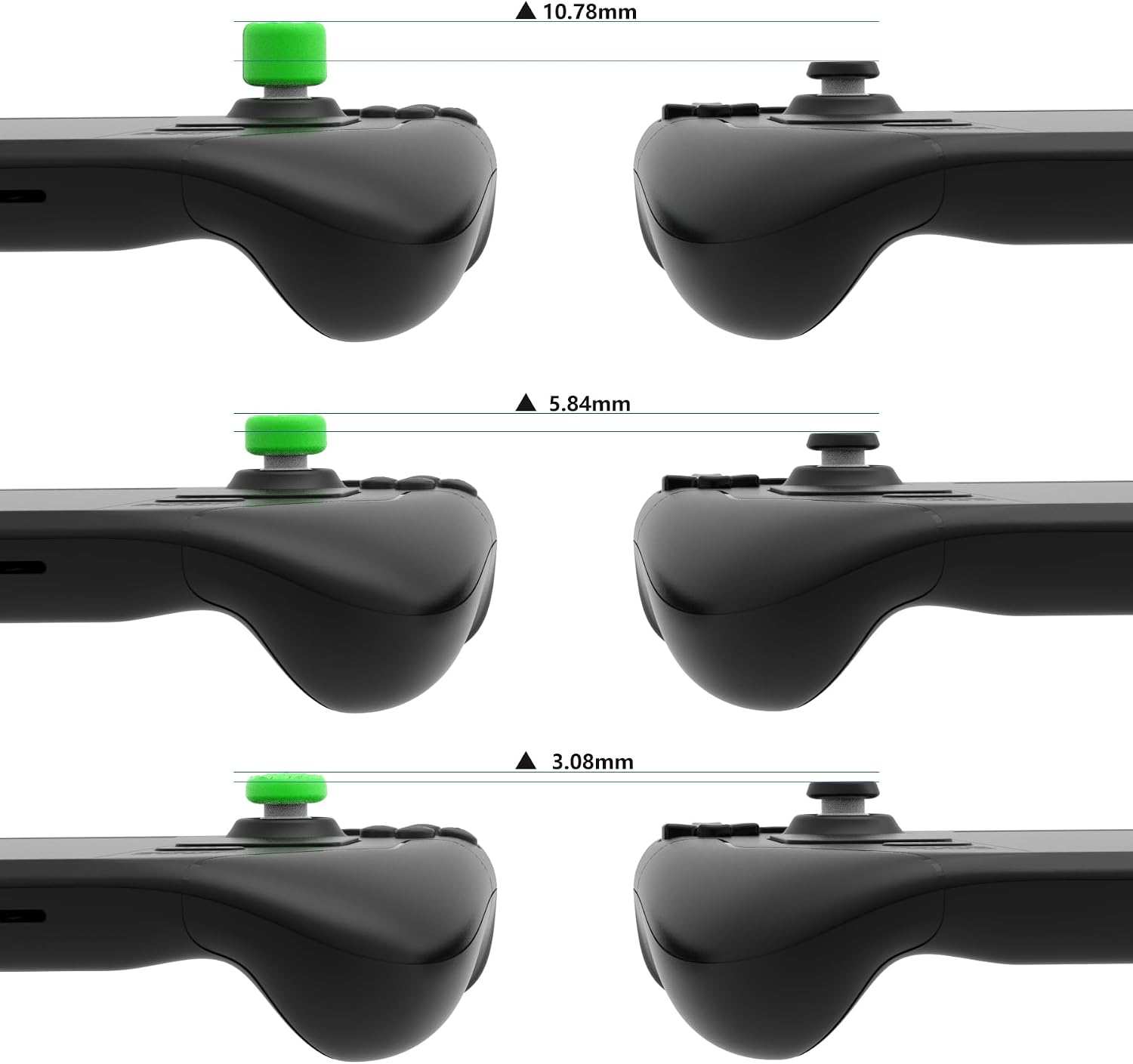 Detalle de PlayVital Green Ergonomic Stick Caps Thumb Grips for Steam Deck LCD & OLED and PS Portal Remote Player — 10-Pack