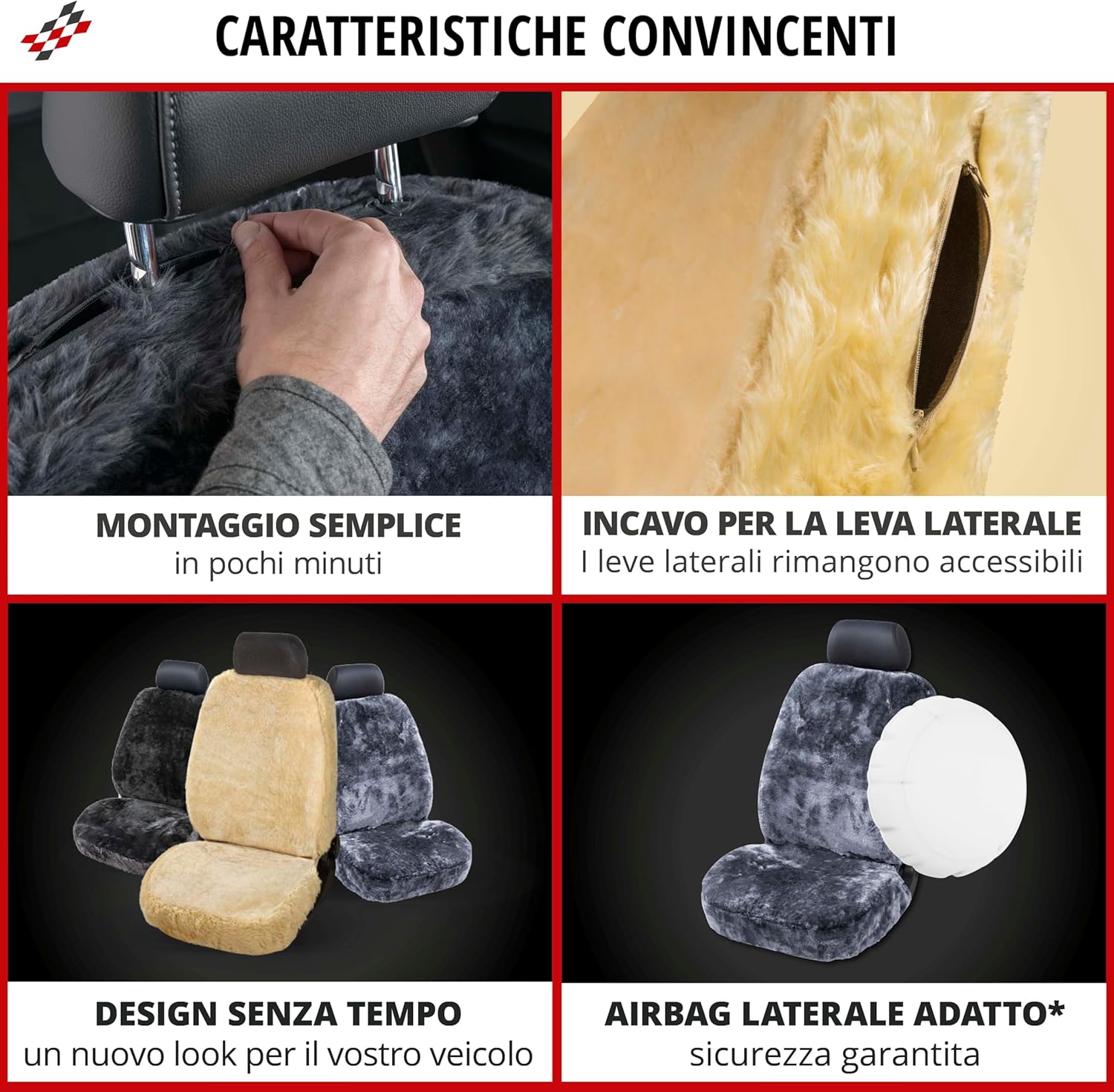 Thumbnail 4 de Walser Coprisedile auto in pelle di agnello Monette (antracite) per sedili anteriori