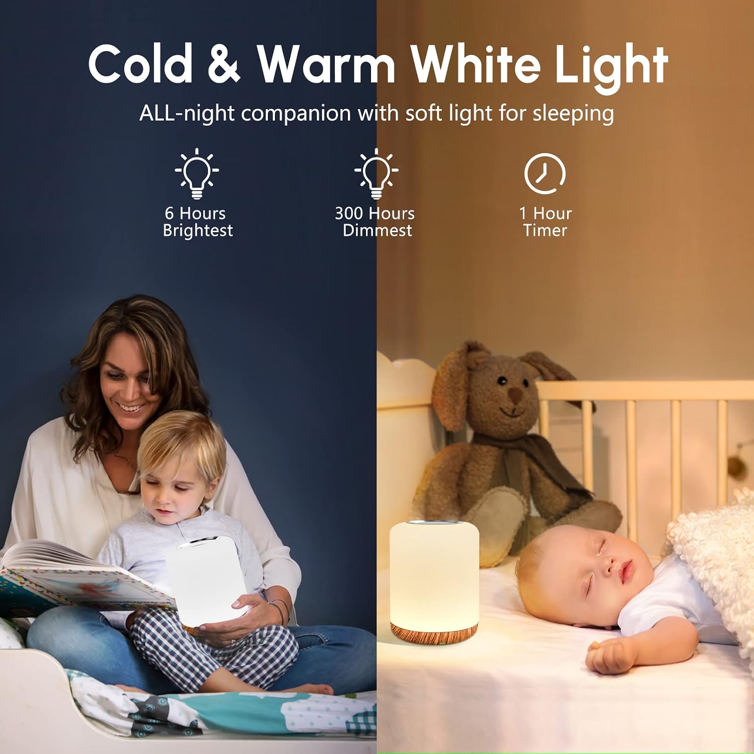 Detalle de SOLIDEE Nachttischlampe Touch Dimmbar mit RGB, 256 Farben – kabellose LED-Nachtlampe für Schlaf-, Baby- und Wohnzimmer