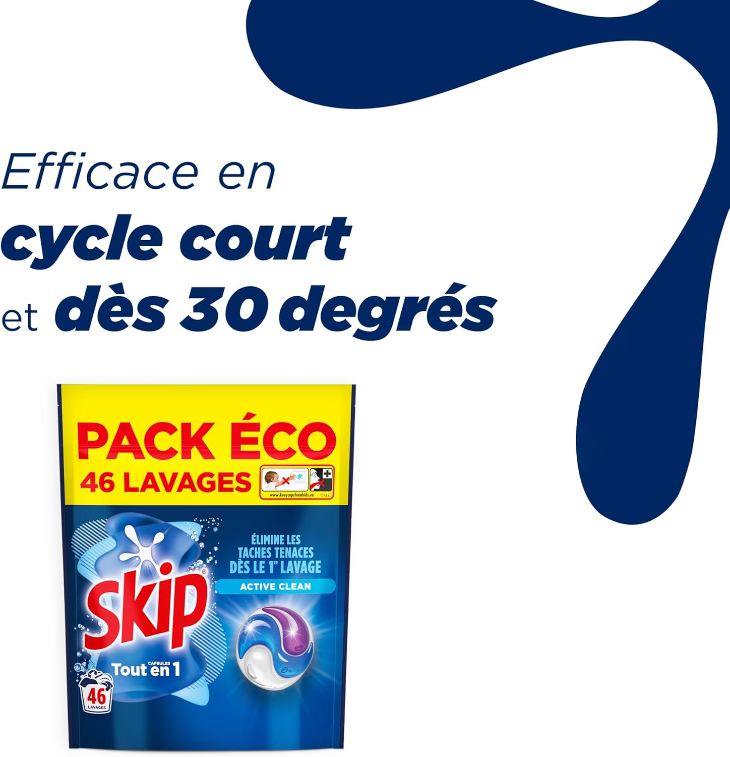 Thumbnail 3 de Skip Capsule Lessive Tout en 1 Active Clean – Élimine les taches dès le premier lavage (38 lavages)