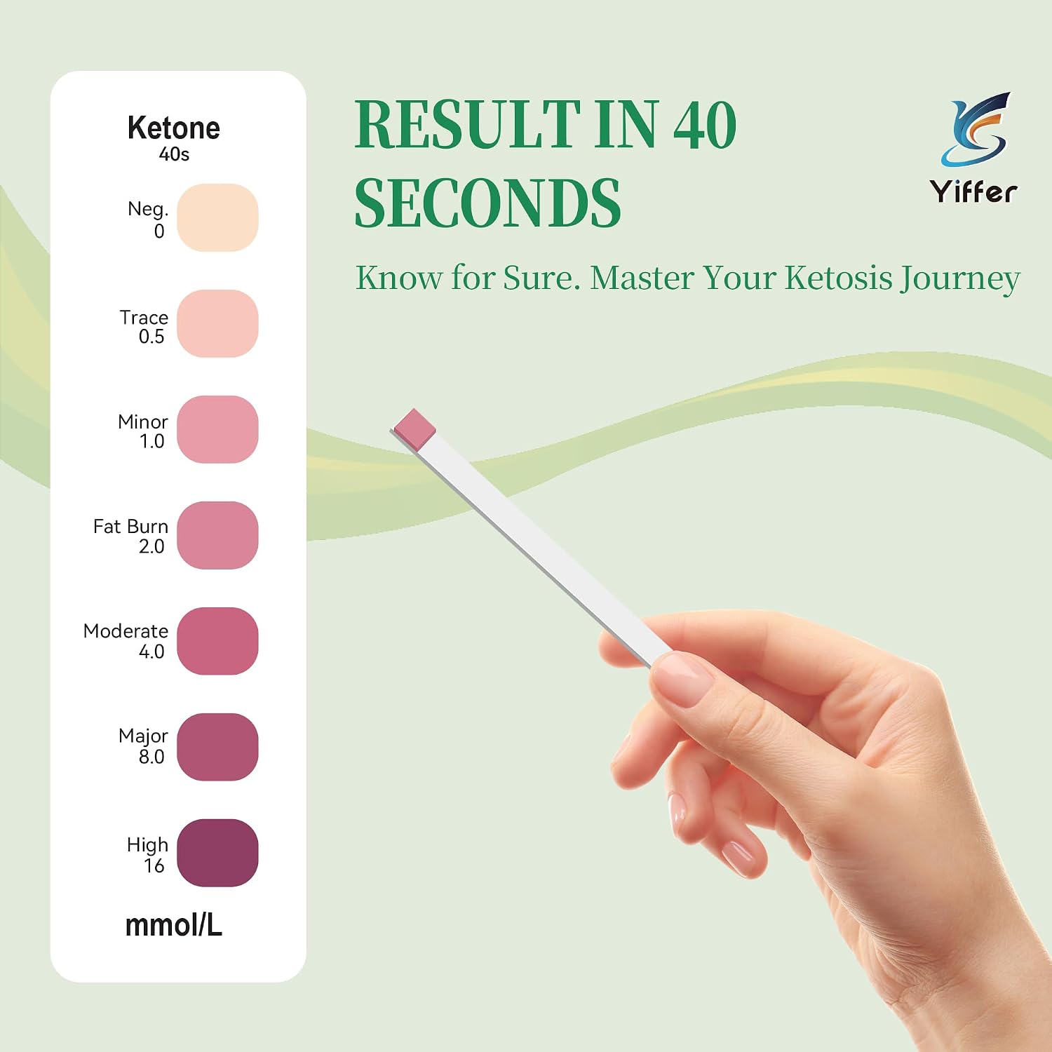 Detalle 2 de Yiffer Ketone Test Strips, 175 Count, 7-Colour Chart