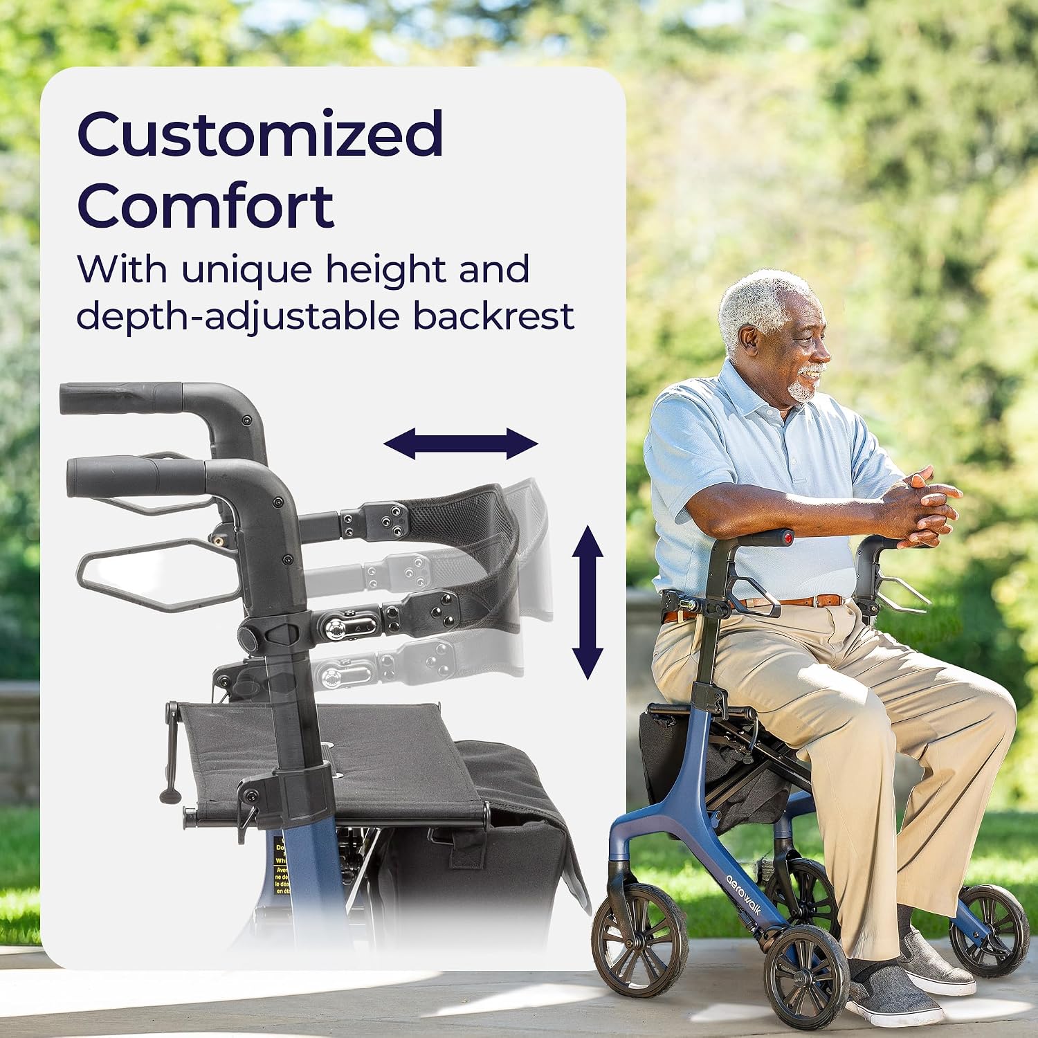 Thumbnail 4 de Drive Medical AeroWalk Rollator with Seat, Folding Aluminium Frame, Blue