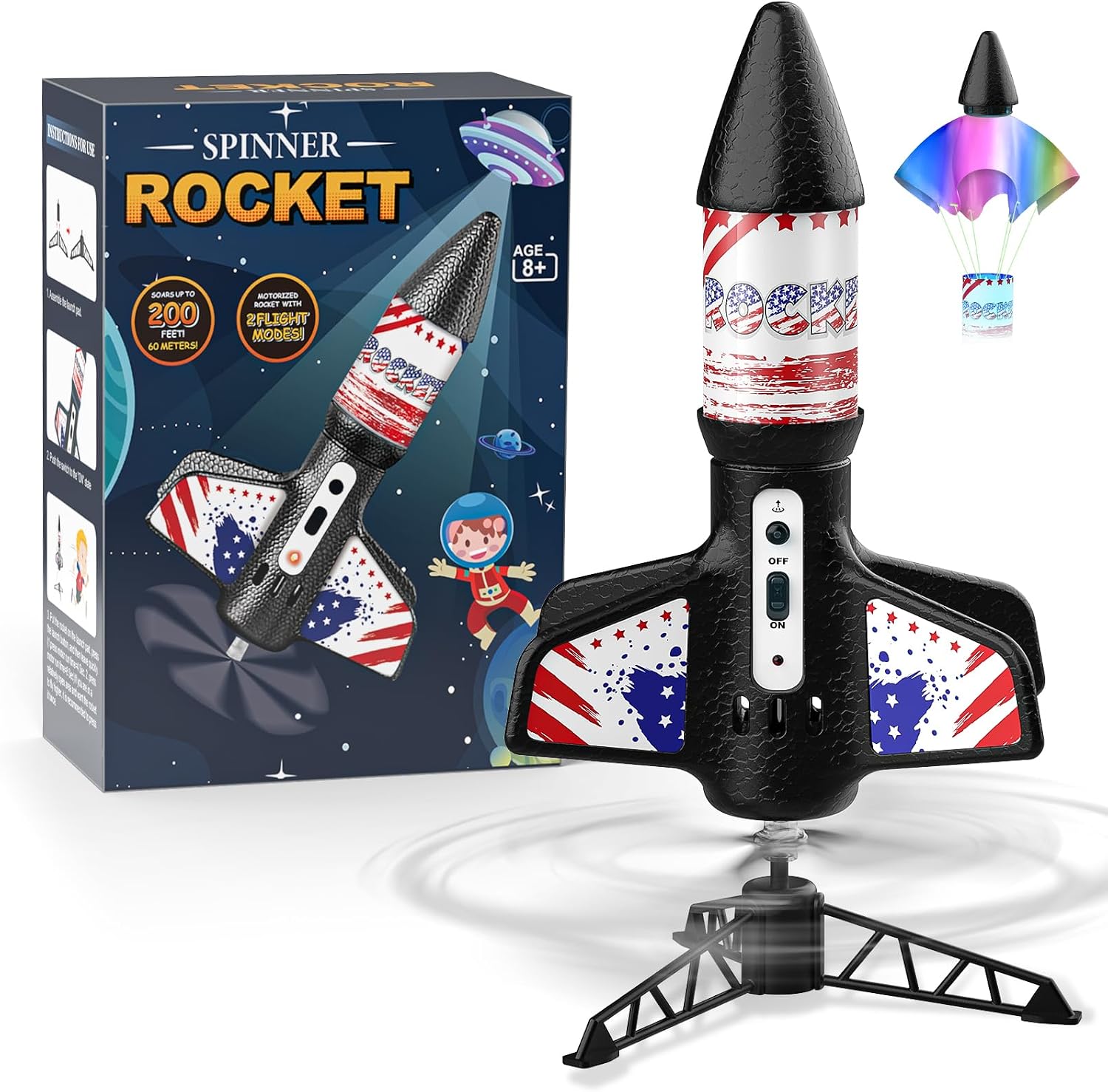 Detalle de Mafbeanl NO.2231A Motorized Rocket Launcher with Parachute and LED Lights