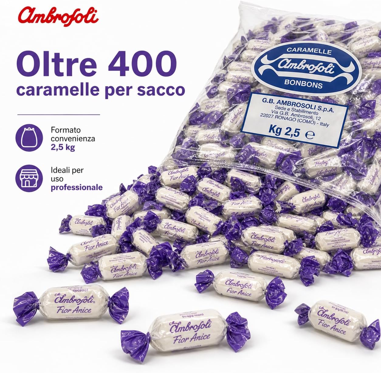 Thumbnail 6 de Ambrosoli Caramelle Fioranice in sacchi da kg 2,5: dolce scelta per momenti di pausa