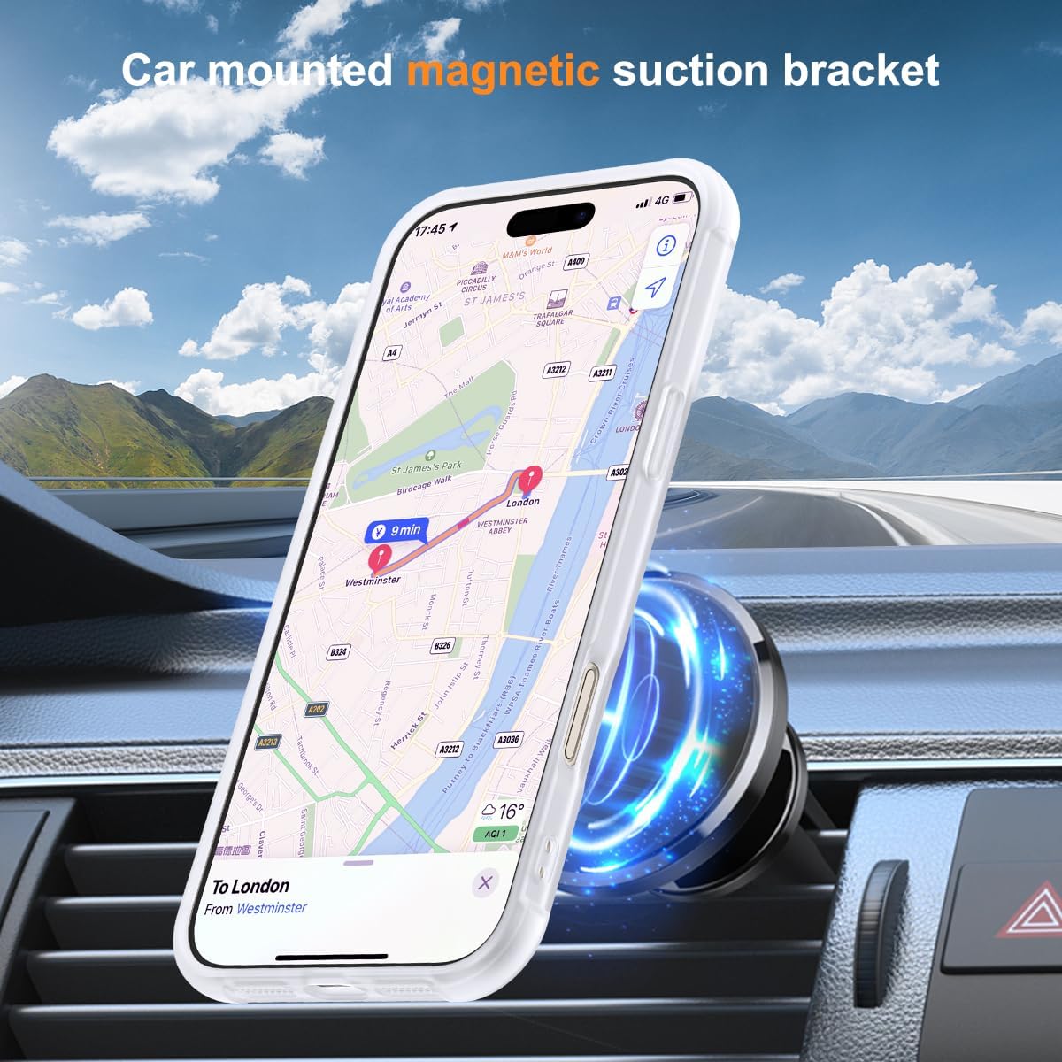 Thumbnail 3 de Skylmw iPhone 16 Pro Max Case with Invisible Magnetic Ring Stand (MagSafe Compatible), Military-Grade Drop Protection, Translucent