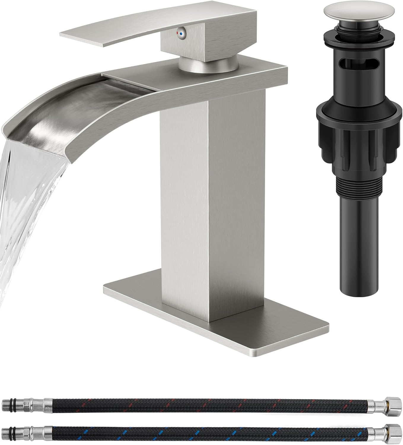 Detalle de GBBNE Waterfall Bathroom Faucet, Brushed Nickel, Single Handle