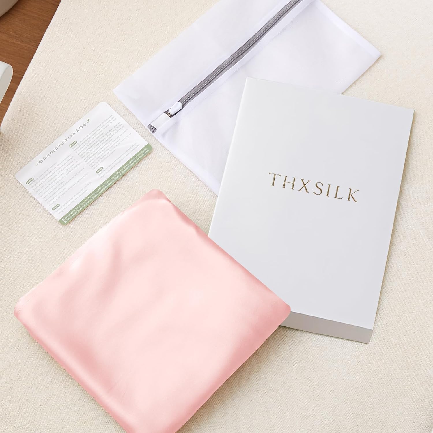 Thumbnail 5 de THXSILK Spannbettlaken für Baby – 100% Maulbeerseide, elastischer Klettverschluss, Rosa 52x105 cm