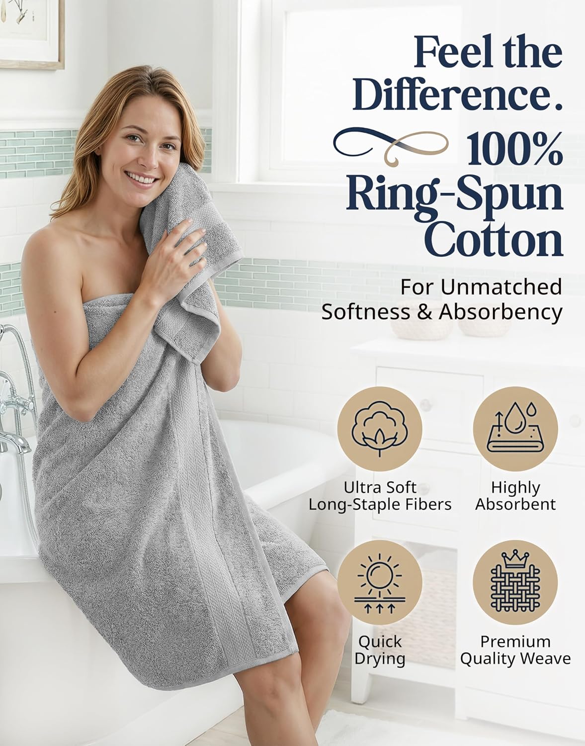 Detalle 2 de Lane Linen Mercerized Cotton 6-Piece Towels