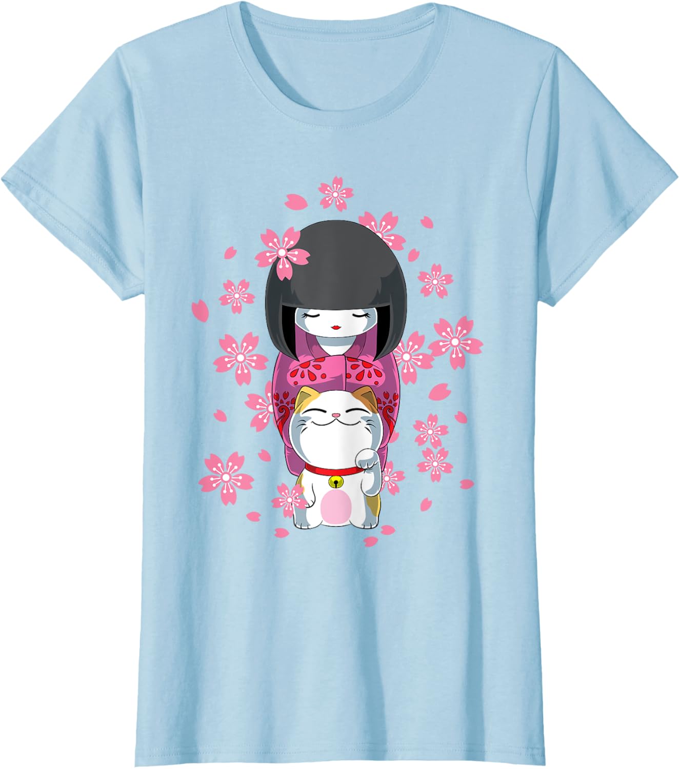 Detalle 1 de Bambola Kokeshi kawaii con gatto fortunato