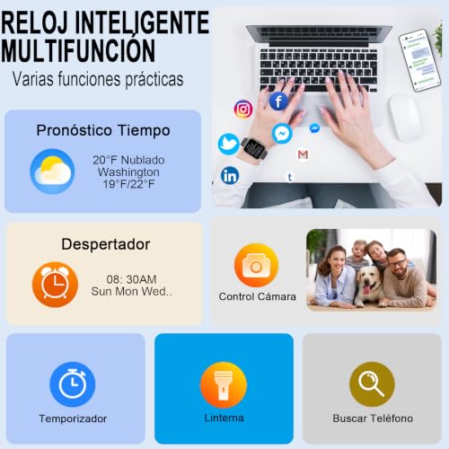 Detalle de Matast 2026 Reloj Inteligente para Hombre y Mujer, 1.96'' con Llamadas Bluetooth, Notificaciones y 100+ Modos Deportivos