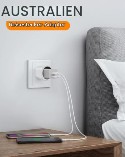 Detalle de Vutizal Adapter Australien 2er-Set – China Deutschland Stecker, Typ I Reiseadapter