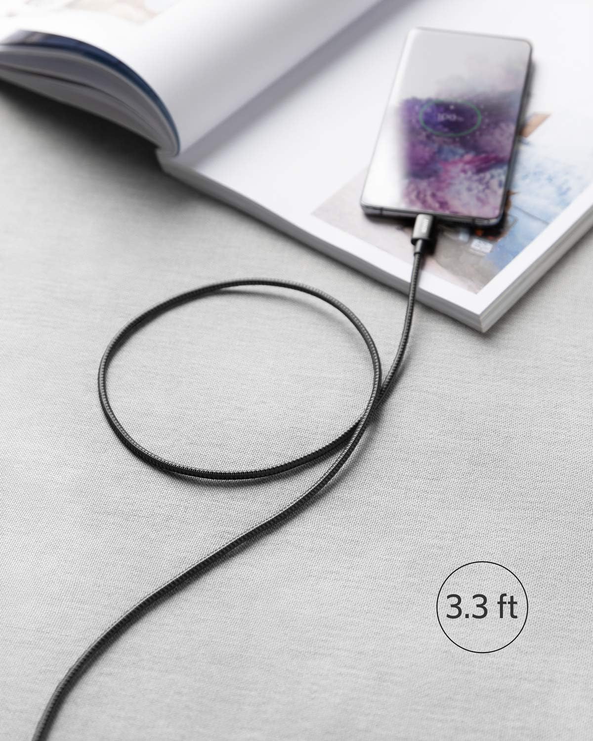 Thumbnail 6 de Anker USB C to USB C Cable (60W), 3.3ft Nylon Braided, Pack of 2 – Black