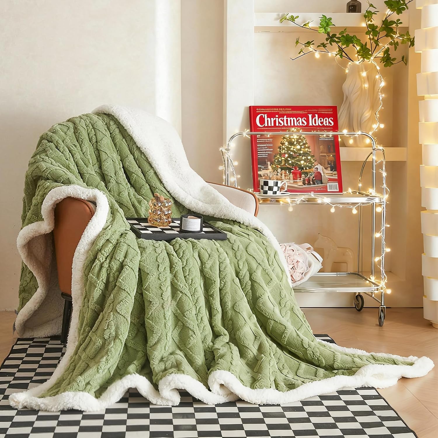 Detalle de QOFLY Kuscheldecke Flauschig 150x200 Grün
