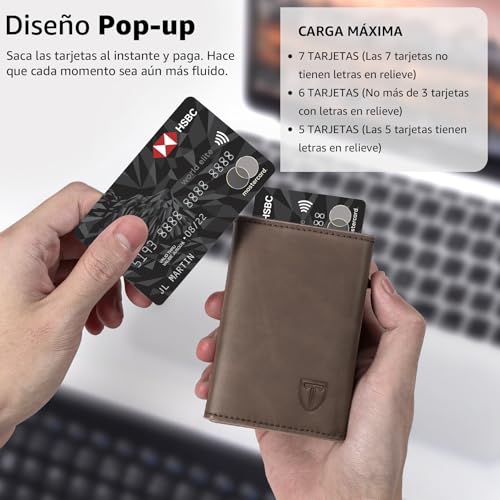 Detalle de Tomylv Carteras para Hombre RFID Bloqueo Tarjetero Marrón