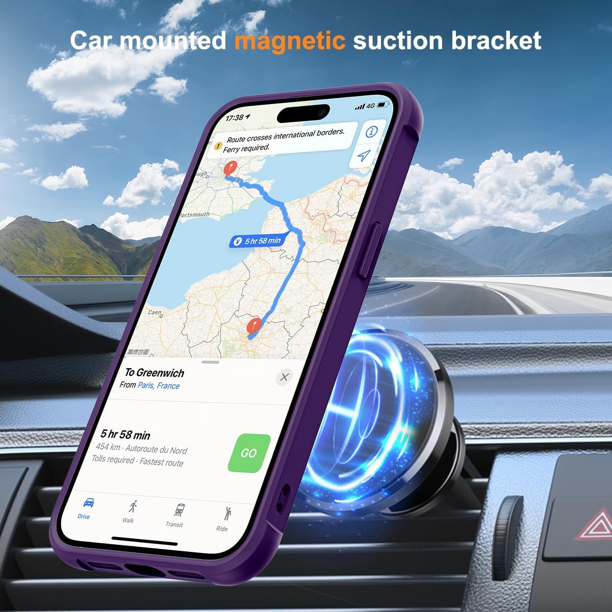 Detalle de SKYLMW Magnetic O-Ring Kickstand Case for iPhone 12 Pro Max / 13 Pro Max (6.7") - Purple