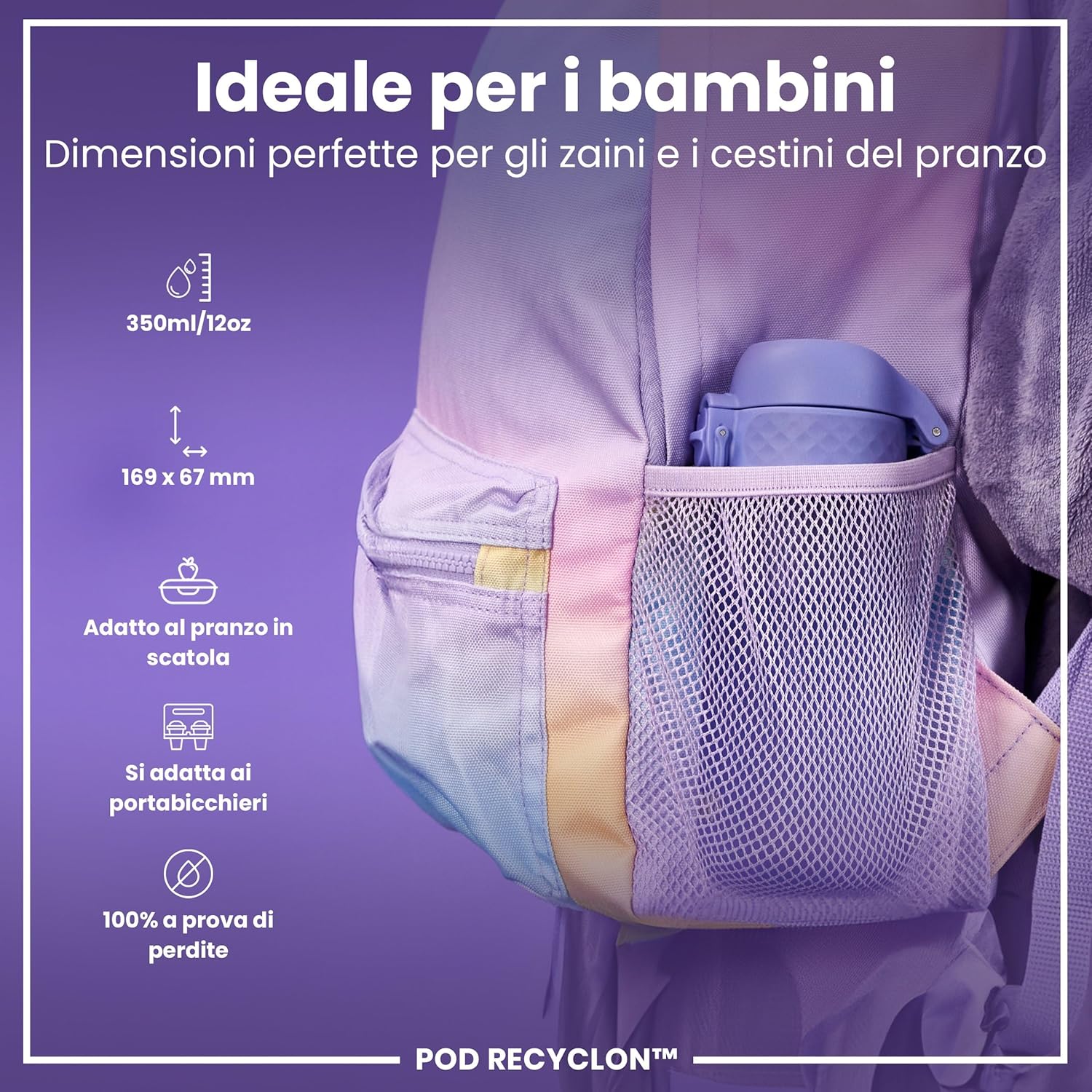 Detalle de Ion8 Borraccia per Bambini 350 ml: a prova di perdite, facile da aprire e lavabile in lavastoviglie