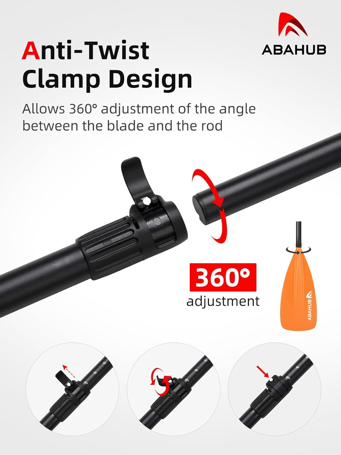 Detalle de Abahub 2 in 1 SUP/Kajak Paddel aus Aluminium – verstellbar, anti-twist und reisefreundlich