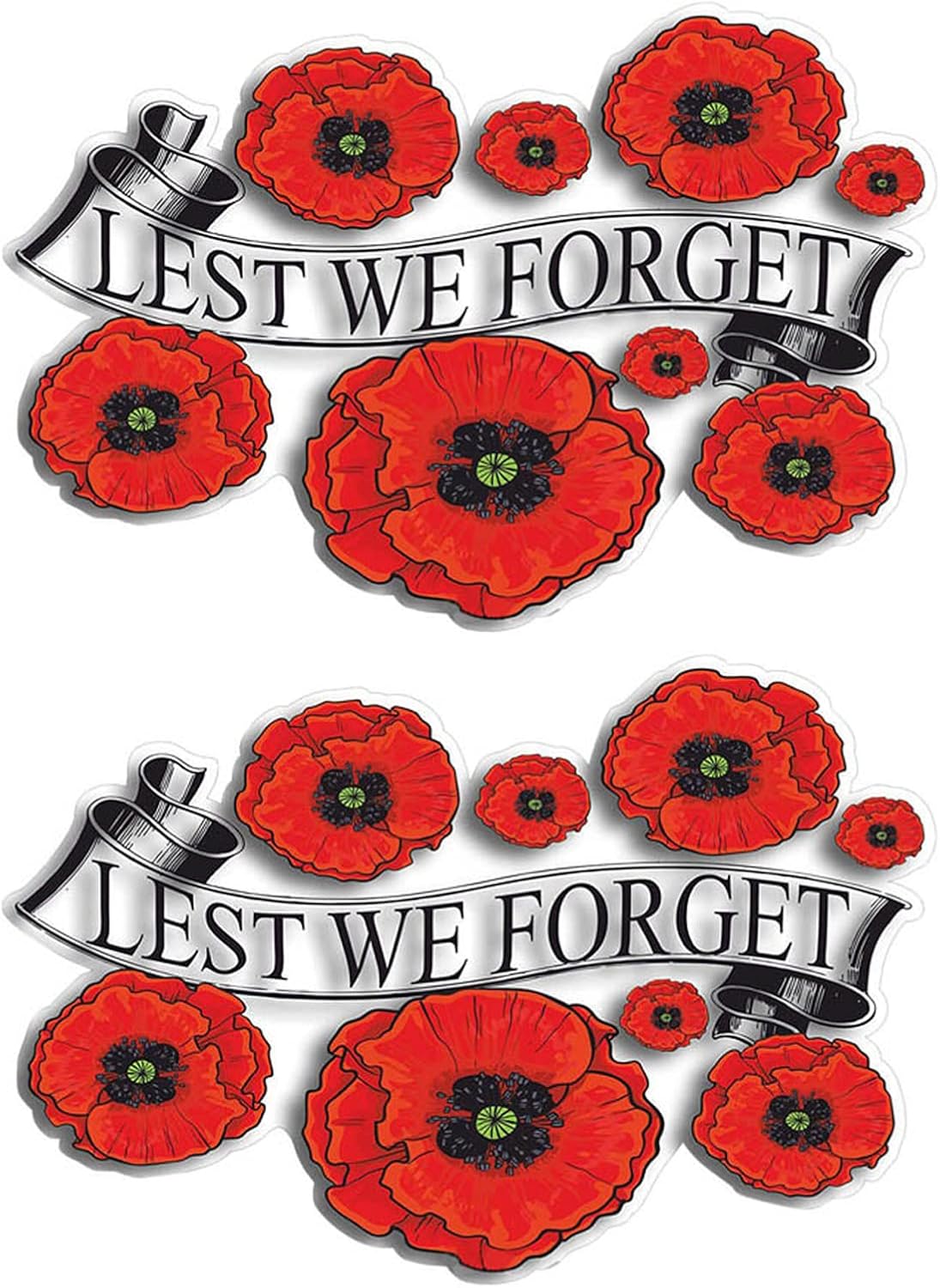 Poppy Flower Car Sticker 2pc