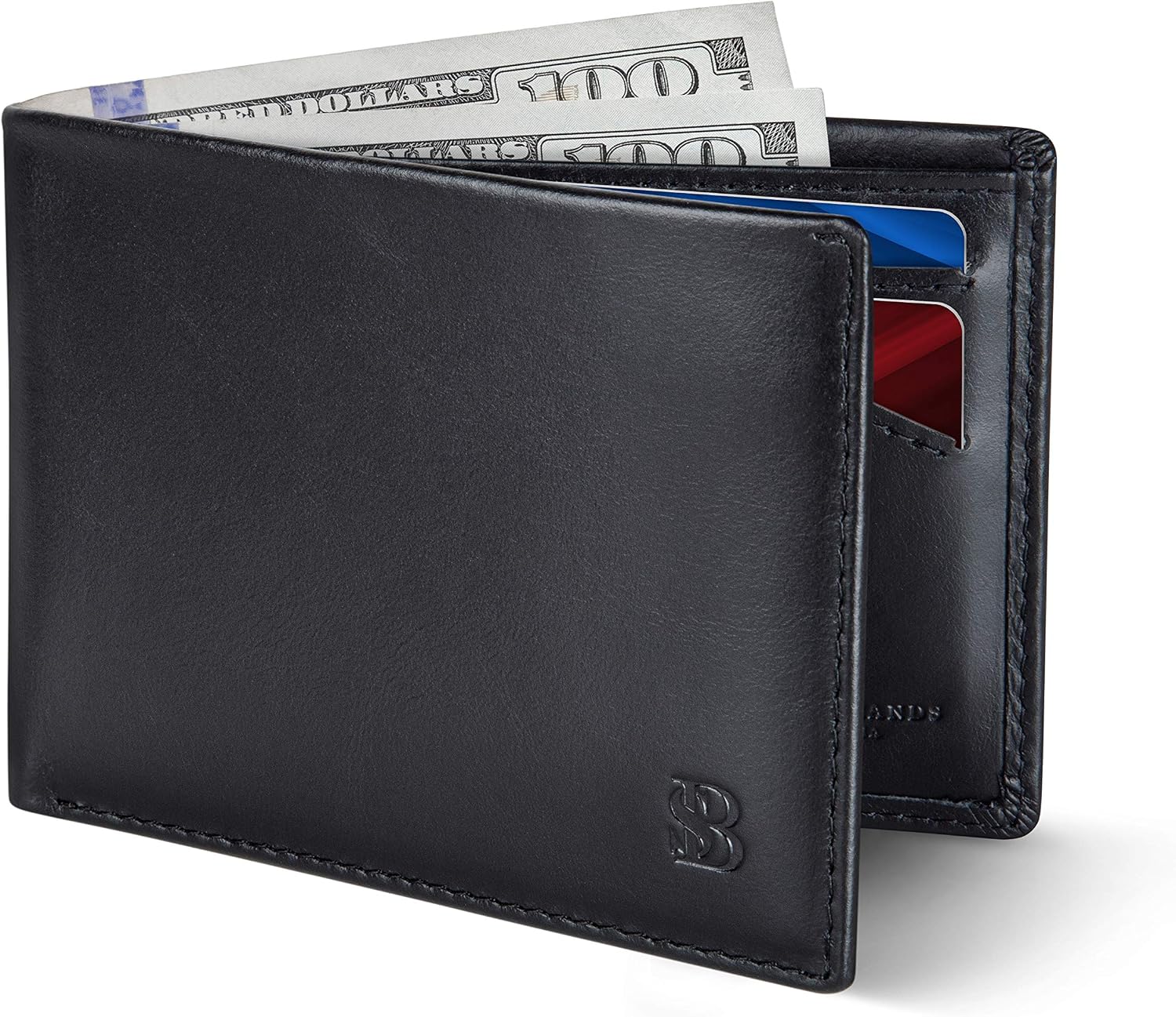 Detalle de SERMAN BRANDS Men's Bifold Wallet, Full-Grain Leather