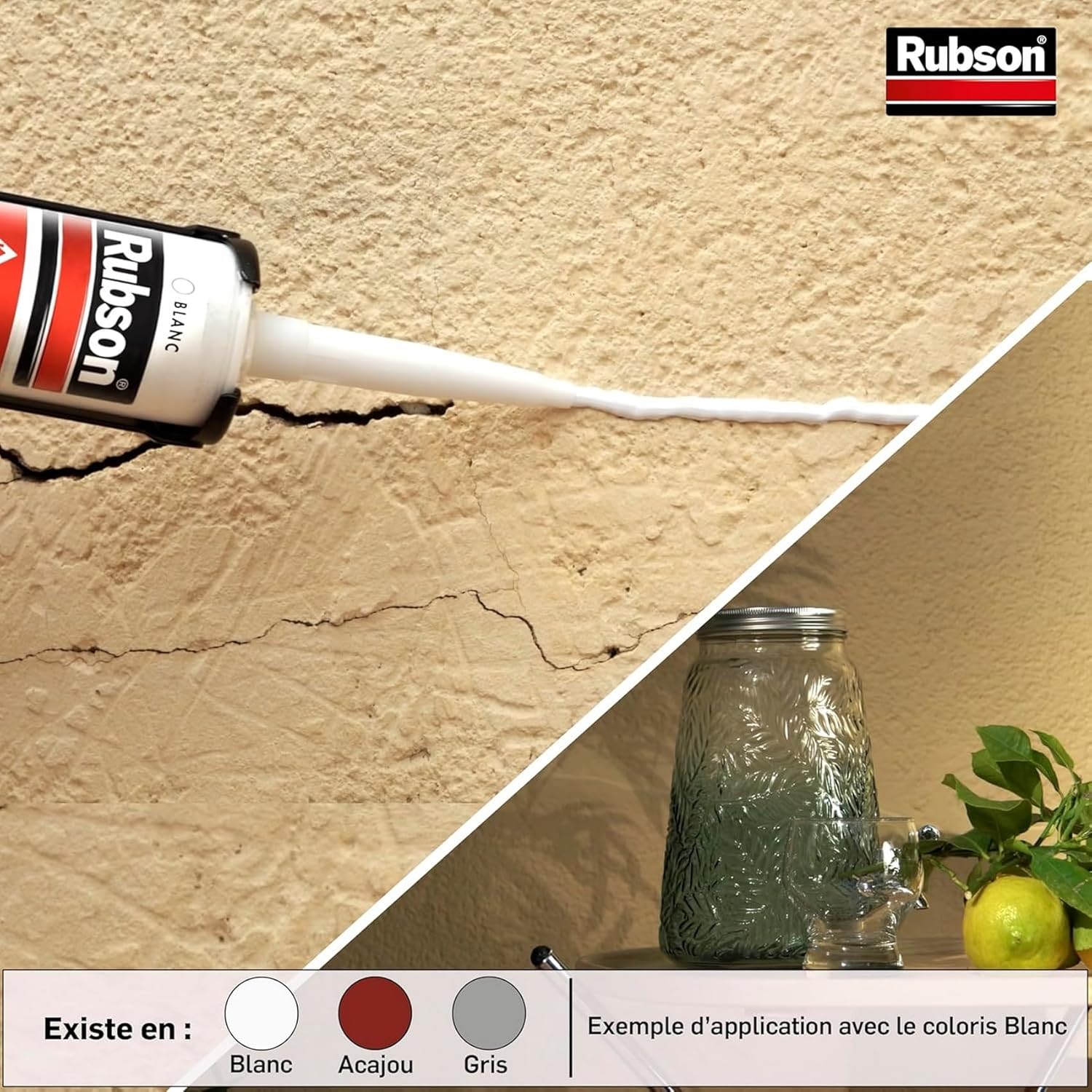 Thumbnail 3 de Rubson Mastic Maison Acrylique Murs & Fenêtres Blanc – 2 cartouches de 280 ml