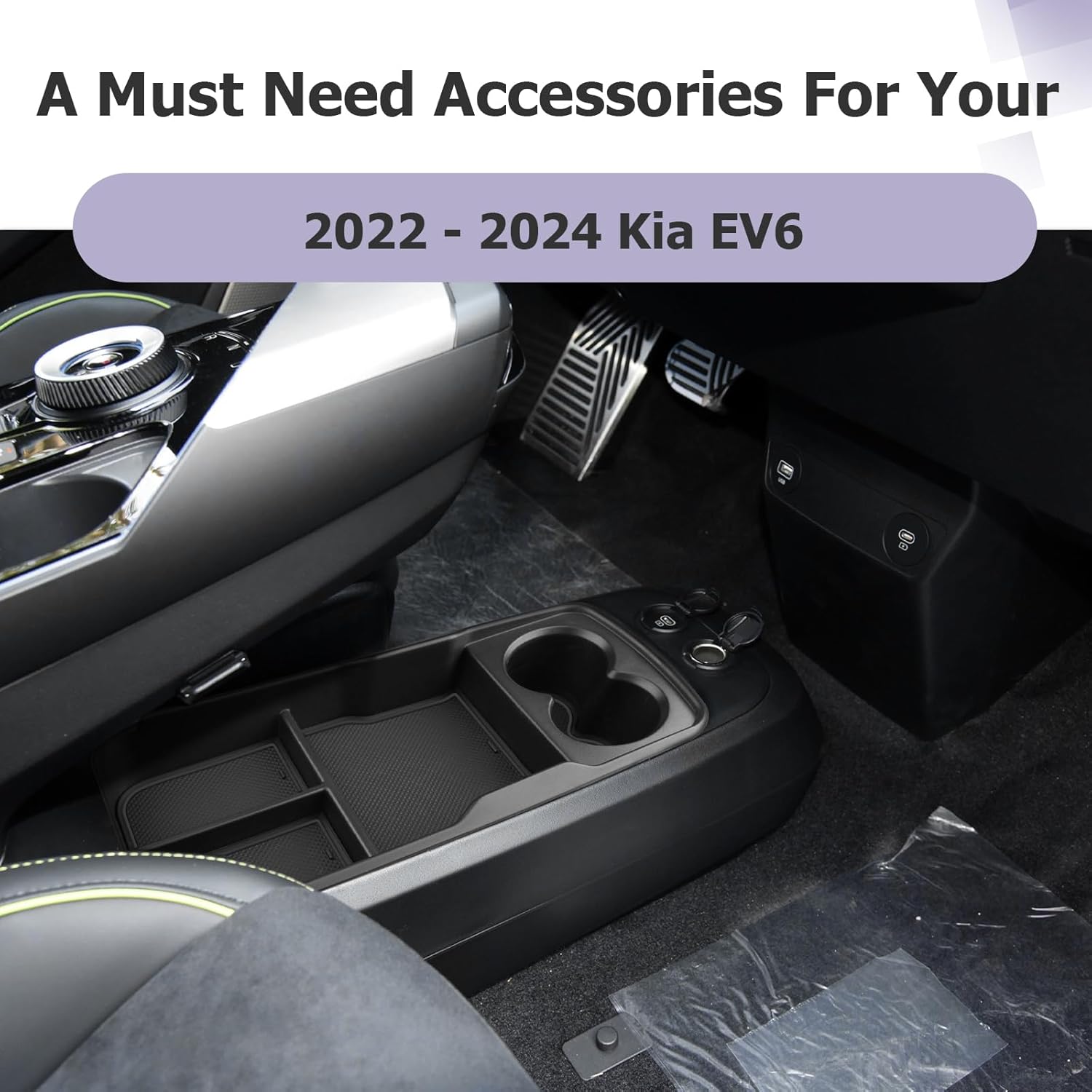 Thumbnail 6 de LUWU Centre Console Organizer for Kia EV6 (2021-2025) – Lower Console Storage with Cup Holder