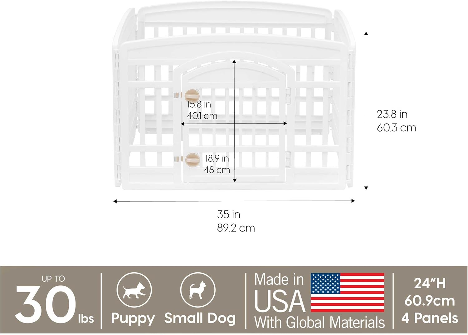 Thumbnail 2 de IRIS USA 4-Panel 24" Dog Playpen with Door